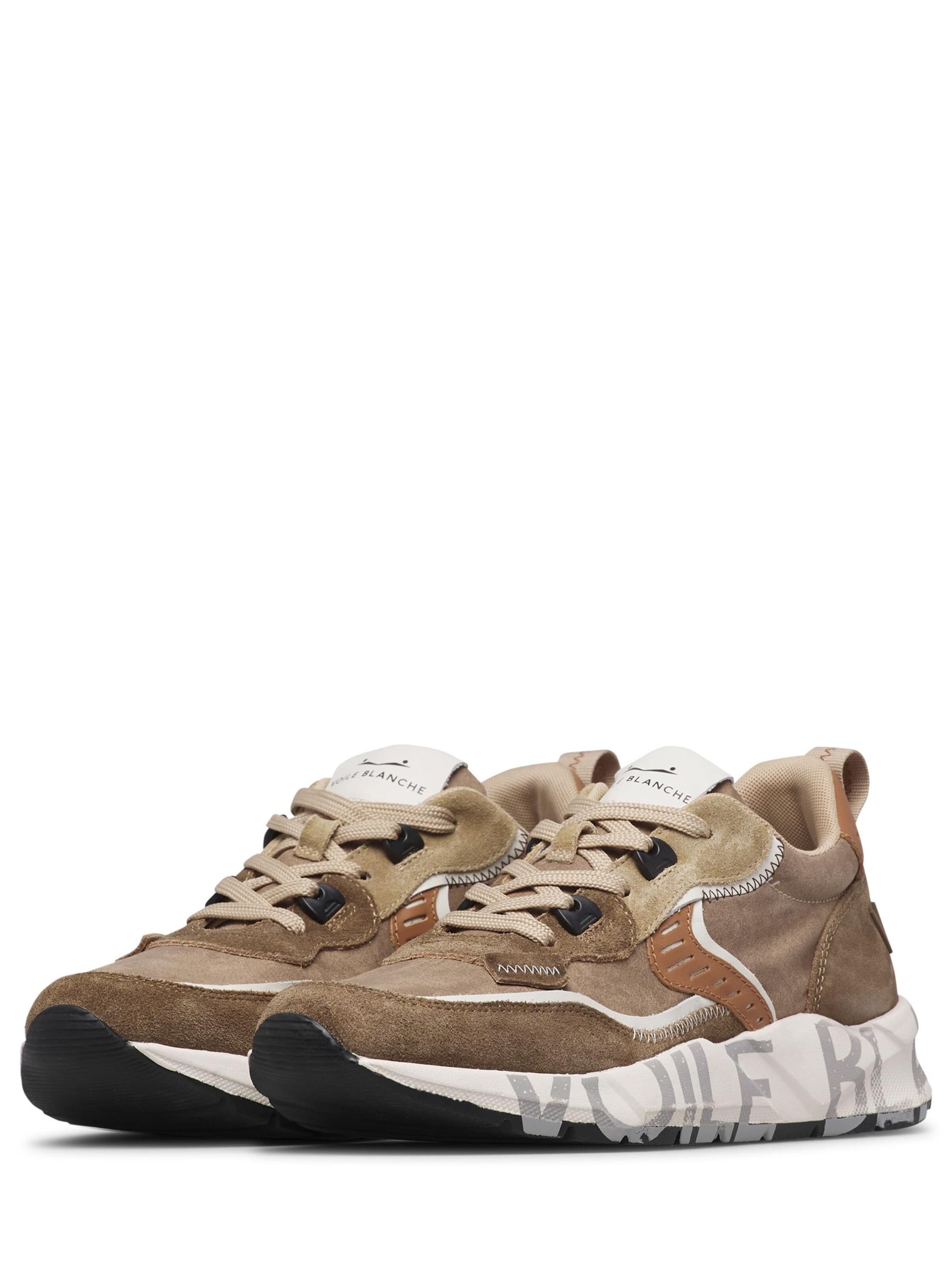 Baskets basses 'CLUB01.' Voile blanche en marron