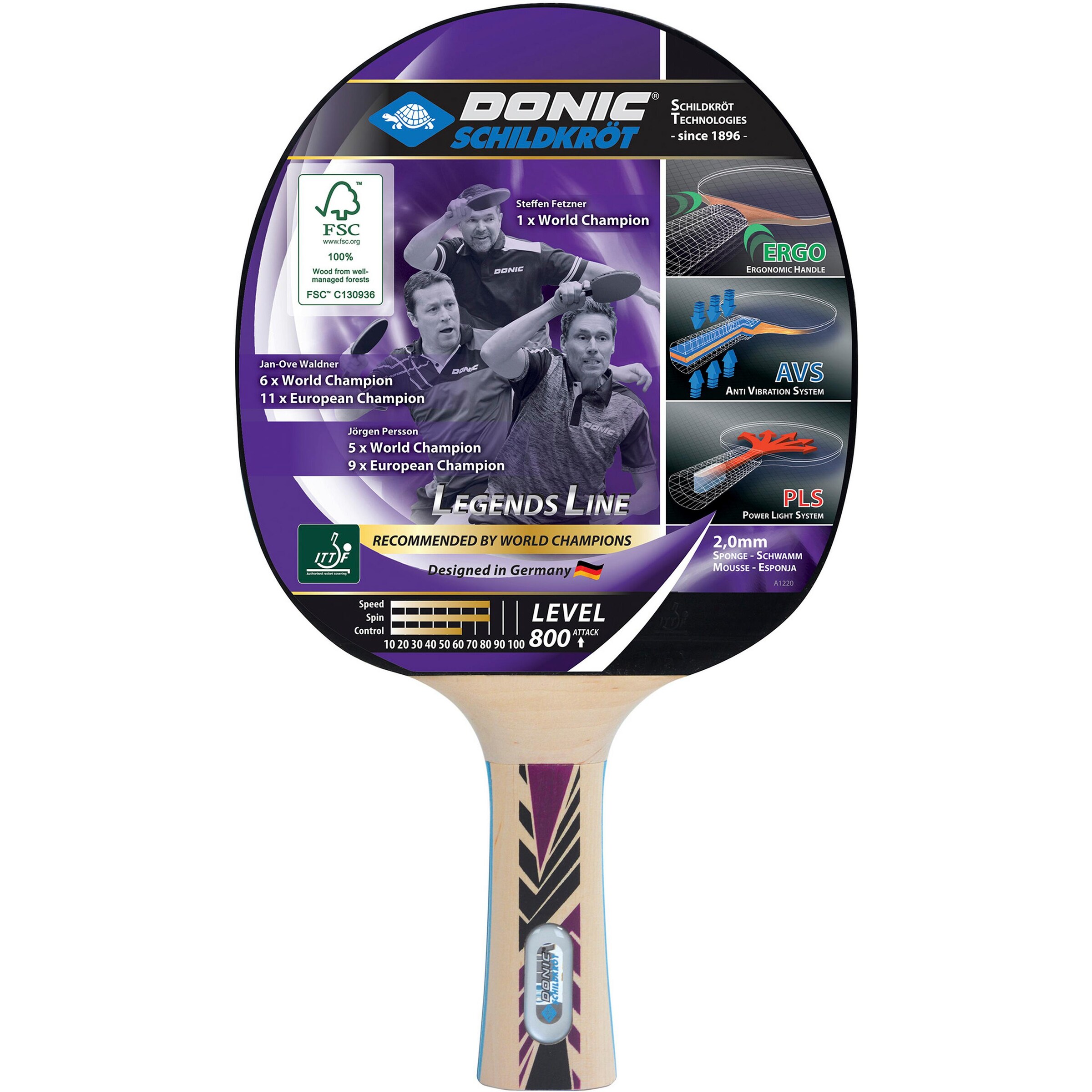 Donic-Schildkröt Racket 'Legends 800' in Mixed colors: front