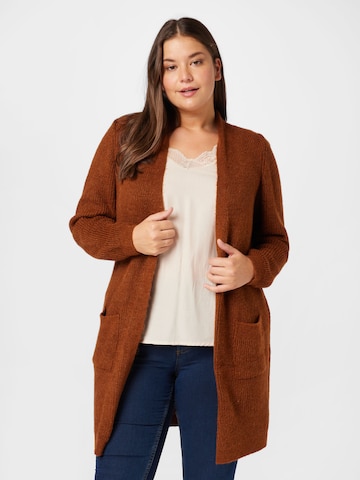 ONLY Curve Knit Cardigan 'JADE' in Brown: front