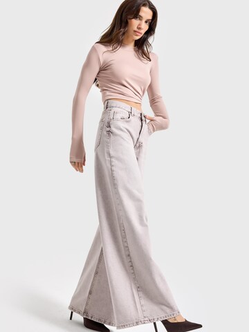 IT'S BASIC Wide leg Jeans 'ELENA PALAZZO MID RISE JEANS' in Beige