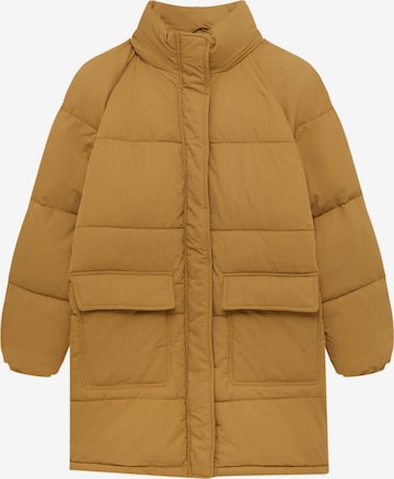 Pull&Bear Winter Coat in Brown: front