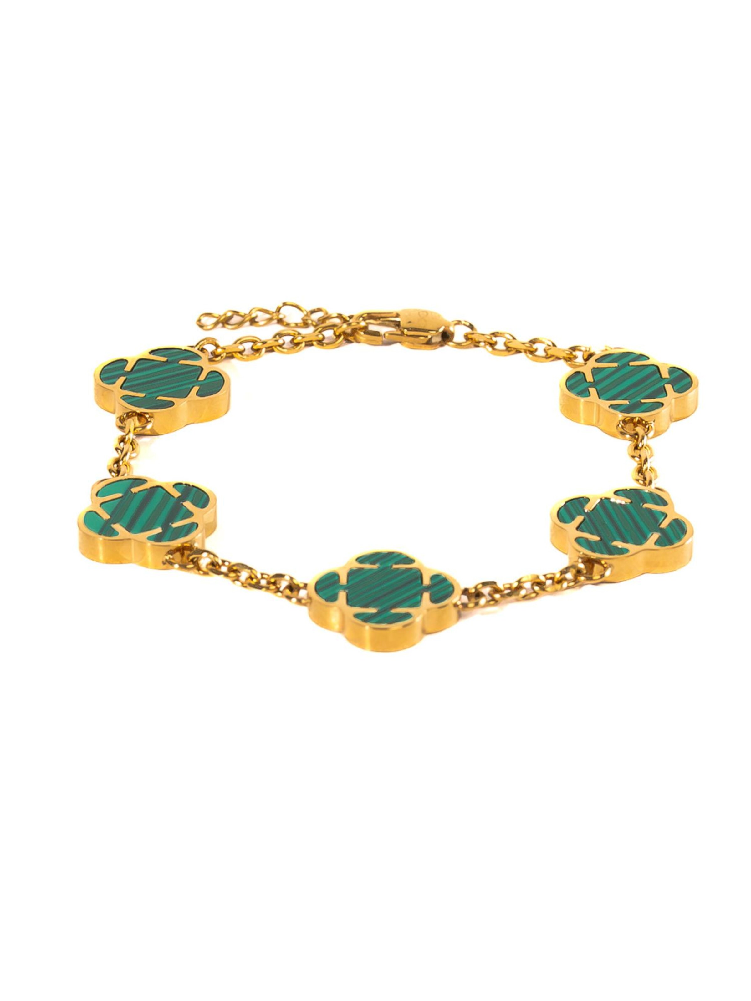 Eternal Bracelet 'Malachit Clover' in Gold: front