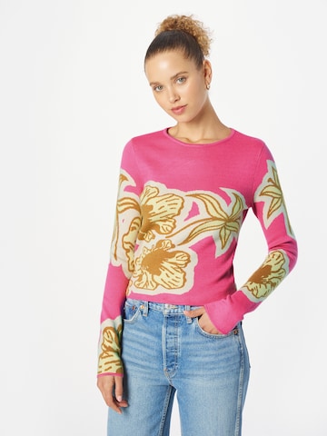 Pull-over 'HIBISCUS INTARSIA' The Wolf Gang en rose : devant