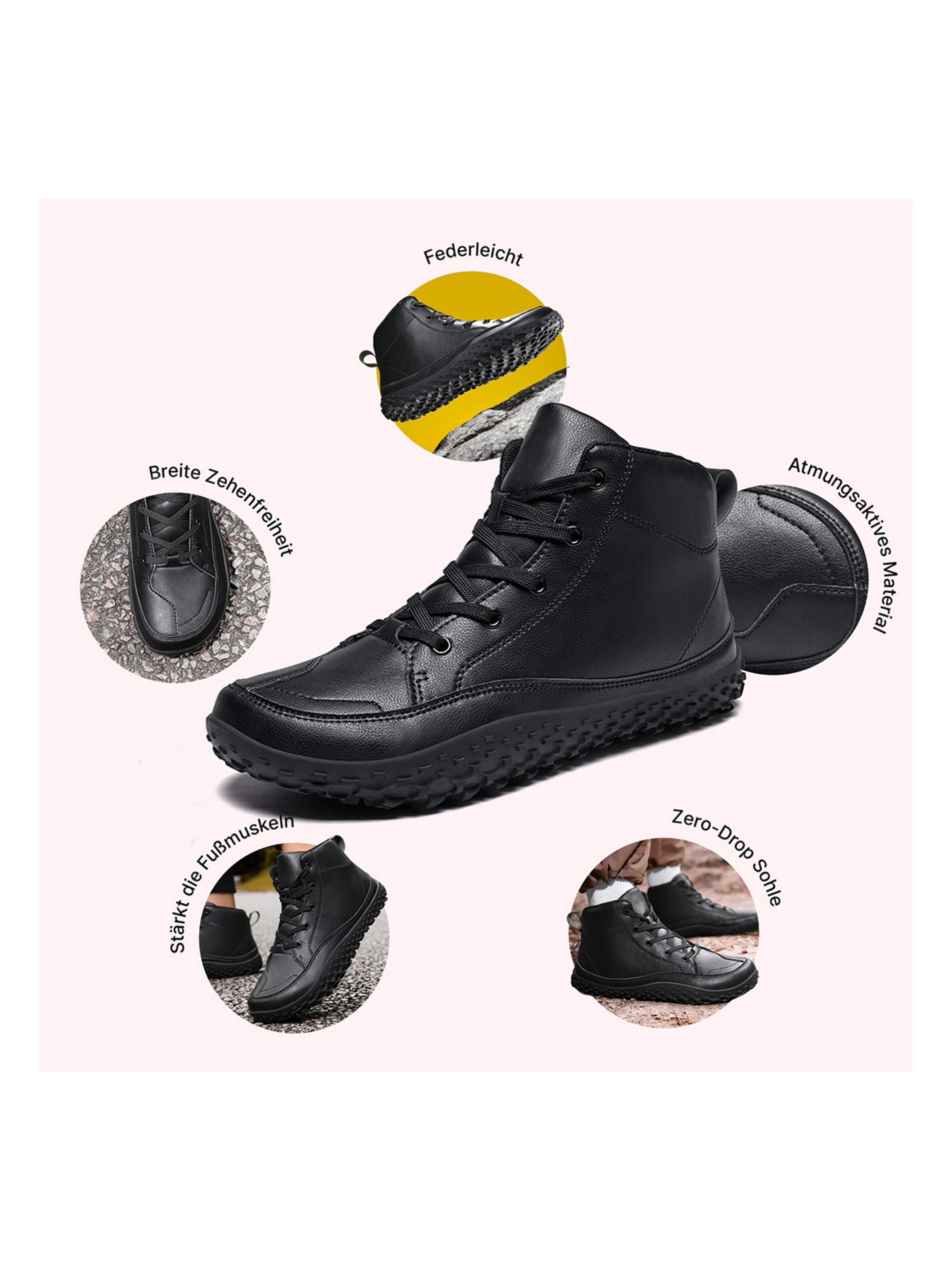 DOTALES Schnürstiefel 'DOTALES - Haven Barfußschuhe'‌‌‌‌ in Schwarz