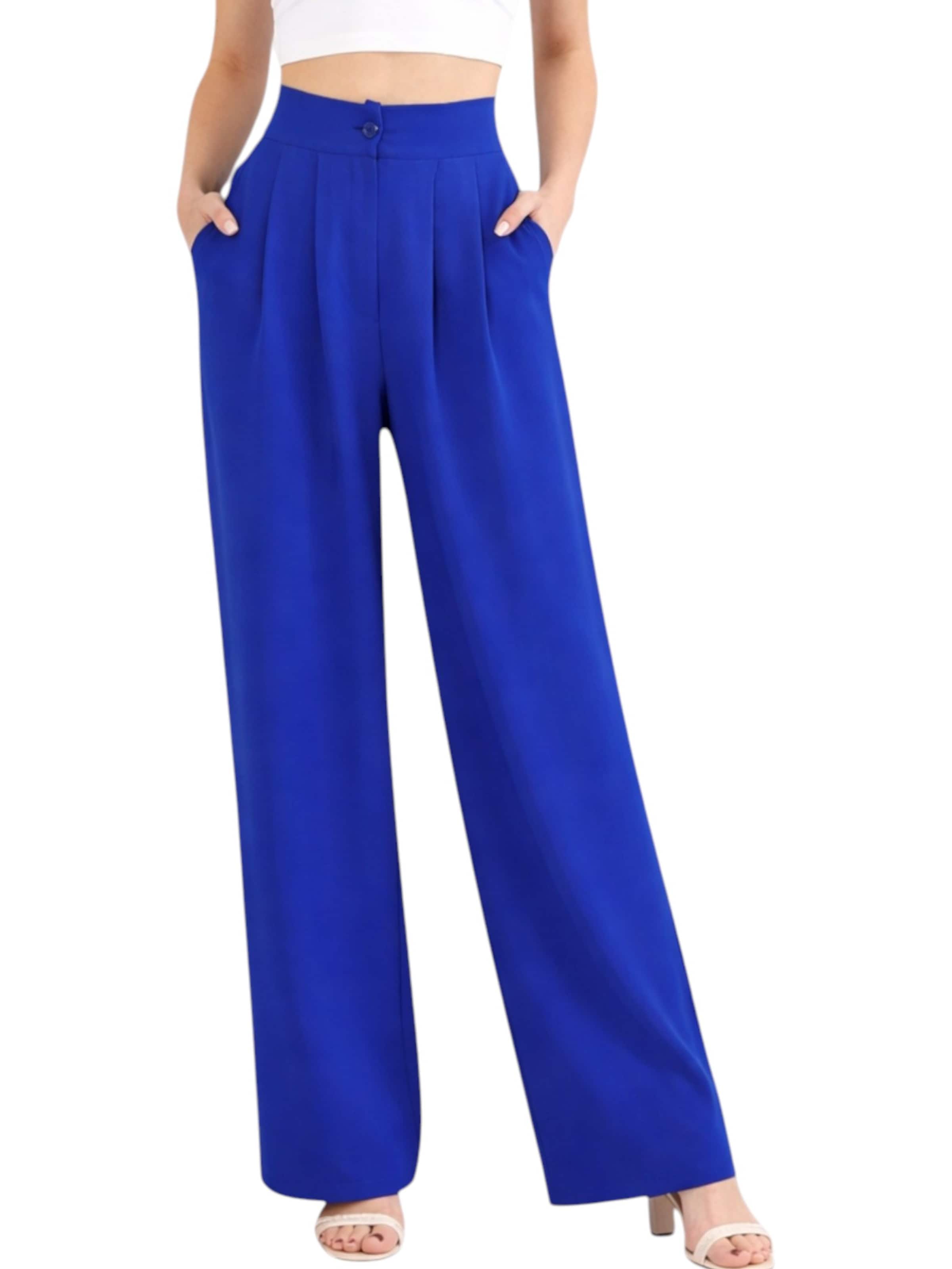 fashionshowcase Wide leg Pleat-Front Pants 'ALYA' in Blue