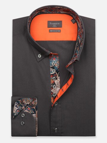 Slim fit Camicia 'Donatello Iconic Poplin Stretch Man Shirt Red' di 7Camicie in grigio