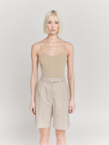 Casa Mara Shirt Bodysuit 'SOLID' in Beige: front