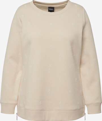 Sweat-shirt Ulla Popken en beige : devant