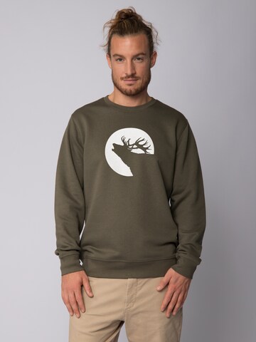 Felpa ' Röhrender Hirsch ' di Watapparel in verde: frontale