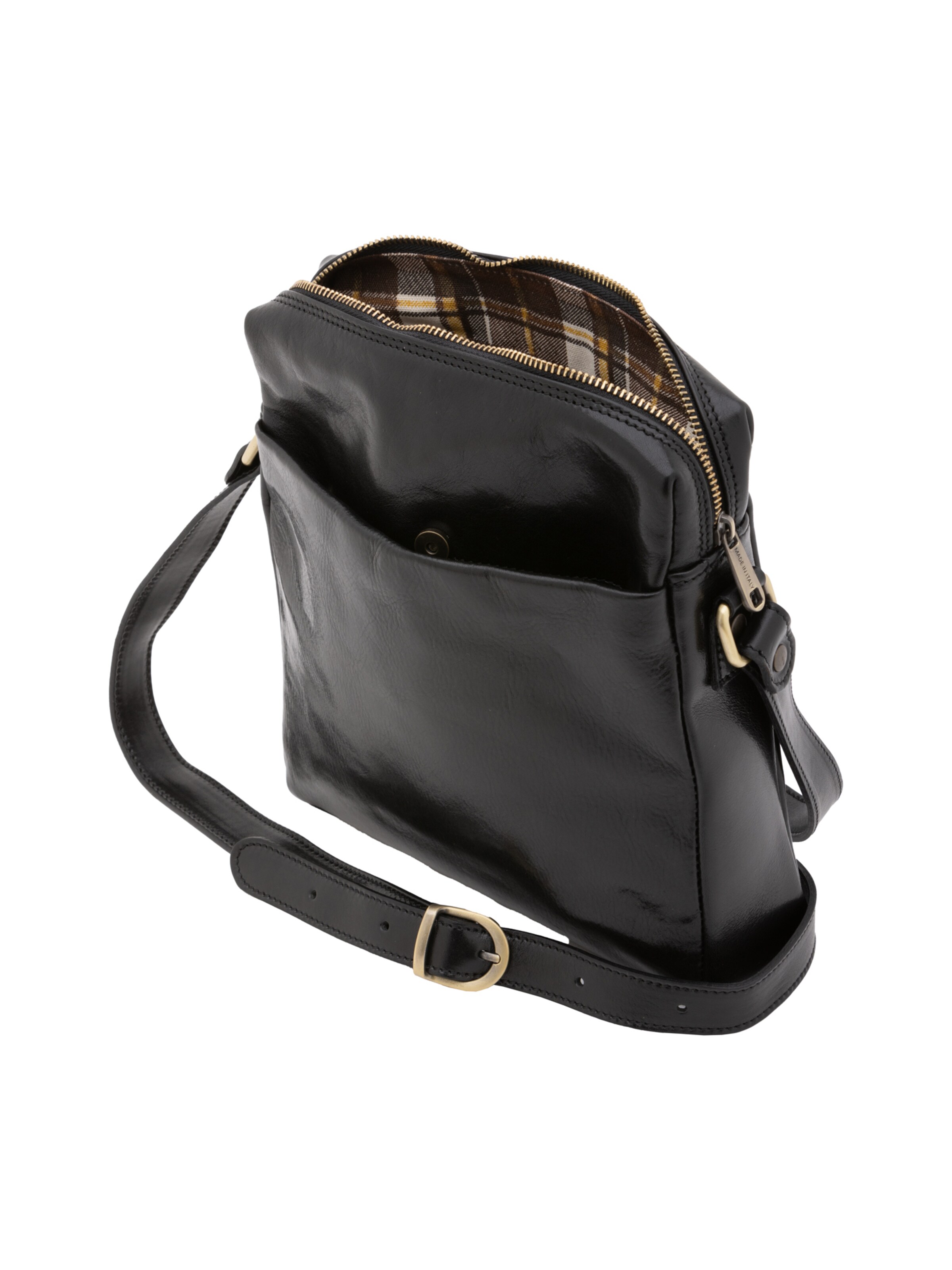 Borsa a tracolla 'Borsa a tracolla uomo vera pelle vacchetta con zip - Made in Italy' di I Fratelli in nero
