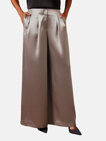love & roses Wide leg Bandplooibroek in Zilver: voorkant