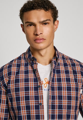 Pepe Jeans Regular fit Button Up Shirt 'Mergan' in Blue
