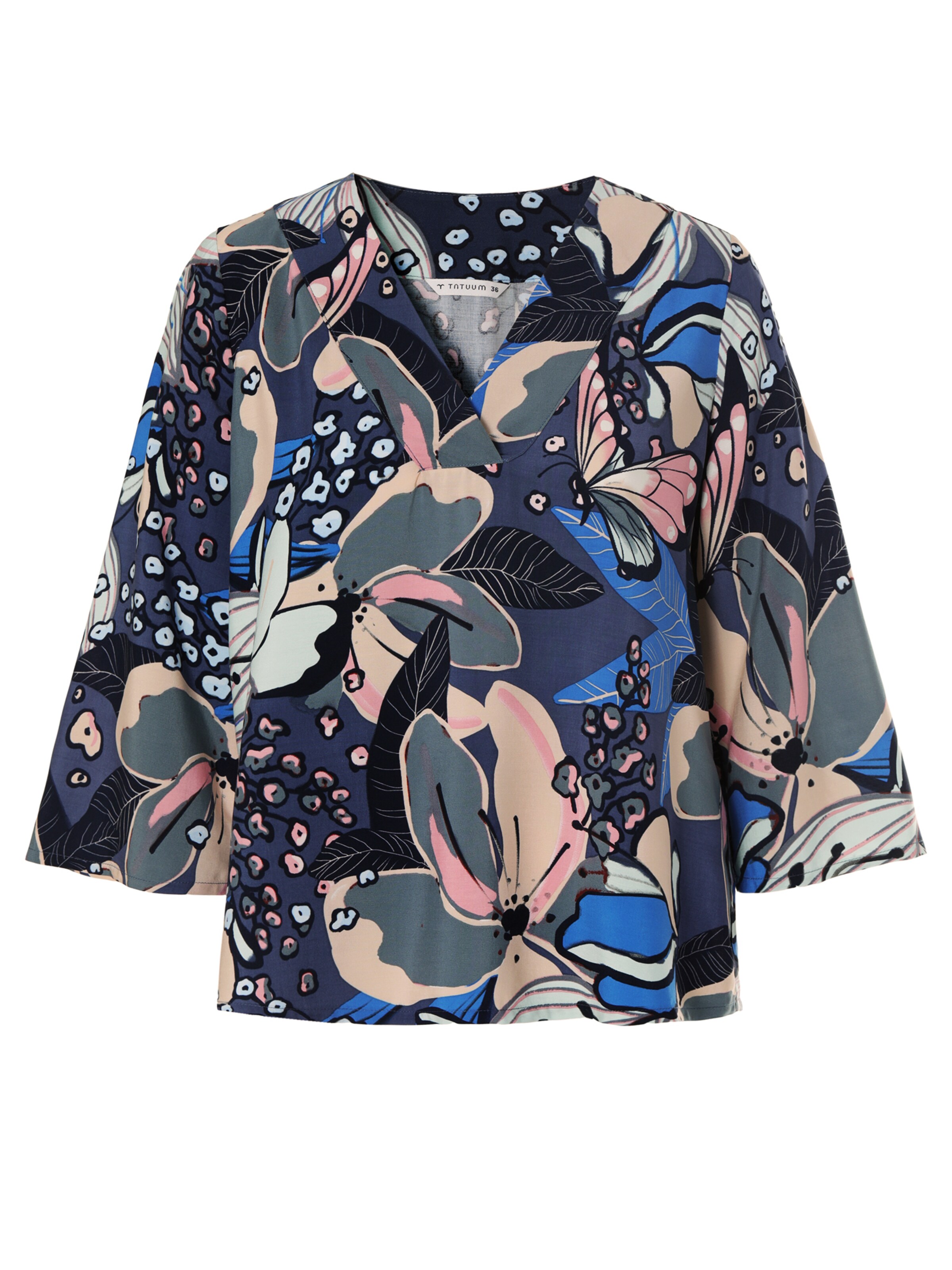 TATUUM Bluse 'Simplena' i blå / navy / røggrå / sort, Produktvisning