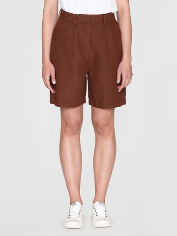 KnowledgeCotton Apparel Regular Pants in Brown: front
