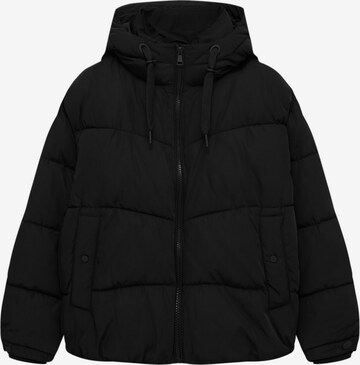 Pull&Bear Winter jacket in Black: front
