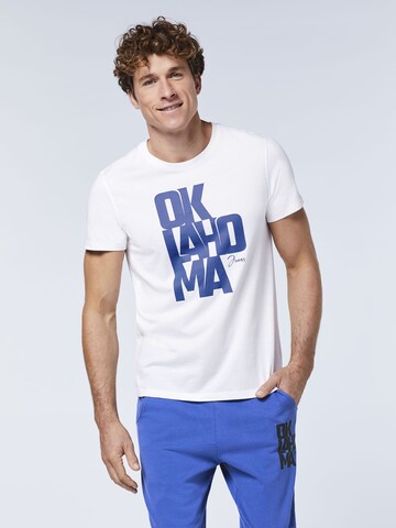 Oklahoma Jeans Shirt ' mit Label-Schriftzug aus Jersey ' in White: front