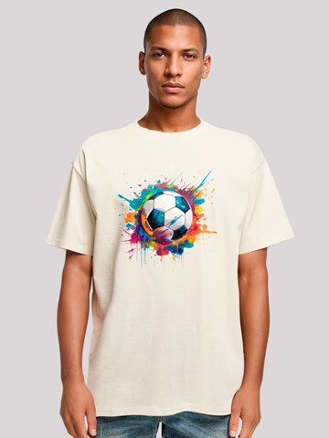 T-Shirt 'Bunte Fußball Grafik' F4NT4STIC en beige : devant