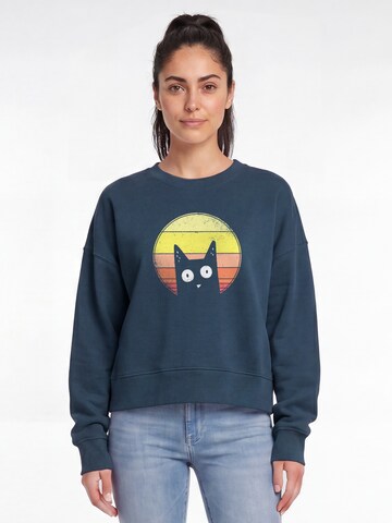 Watapparel Sweatshirt 'Sunset Cat' in Green: front