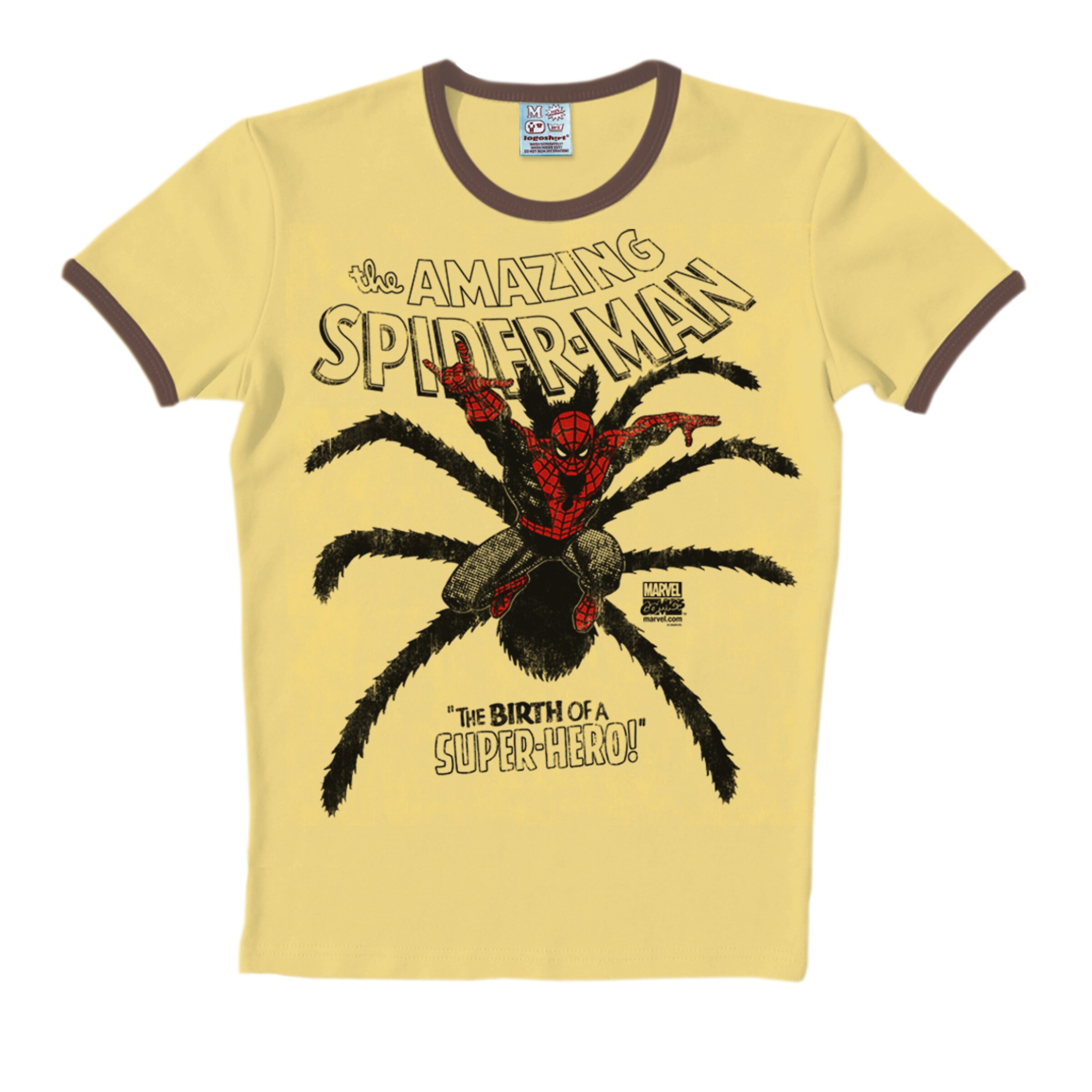 LOGOSHIRT Shirt 'Spider-Man' in Brown: front