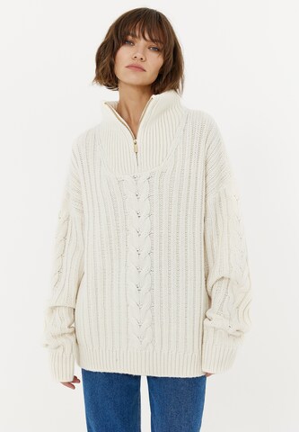 Pull-over oversize TOPTOP STUDIO en beige : devant