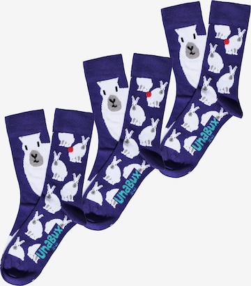 UNABUX Socks ' GRUMBLE IN THE JUNGLE ' in Purple: front