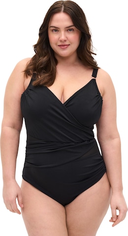 Sutien de tricou Costum de baie întreg de la Swim by Zizzi pe negru