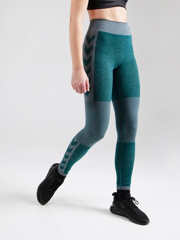 Hummel Skinny Sports trousers in Blue: front