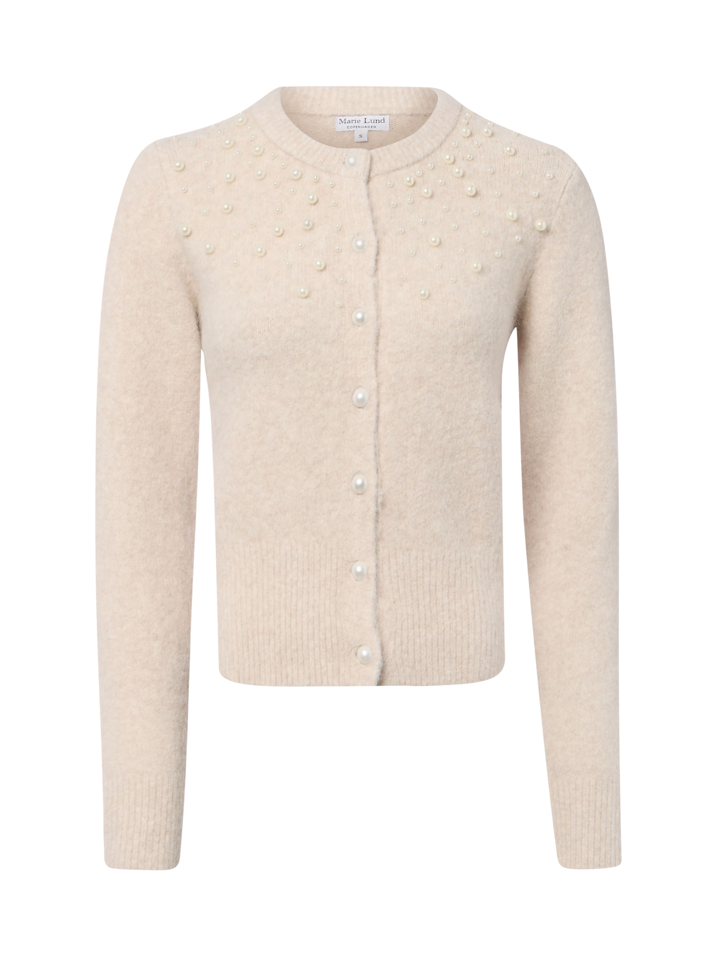 Marie Lund Gebreid vest in Beige: voorkant