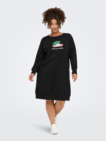 ONLY Carmakoma Jurk 'CARSANTA XMAS' in Zwart: voorkant