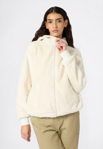 Champion Authentic Athletic Apparel Fleecejacke in Weiß: Vorderseite