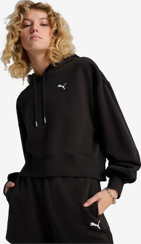 Giacca di felpa 'Puma Wardrobe Ess Relaxed Cropped Hoodie Tr' di PUMA in nero: frontale
