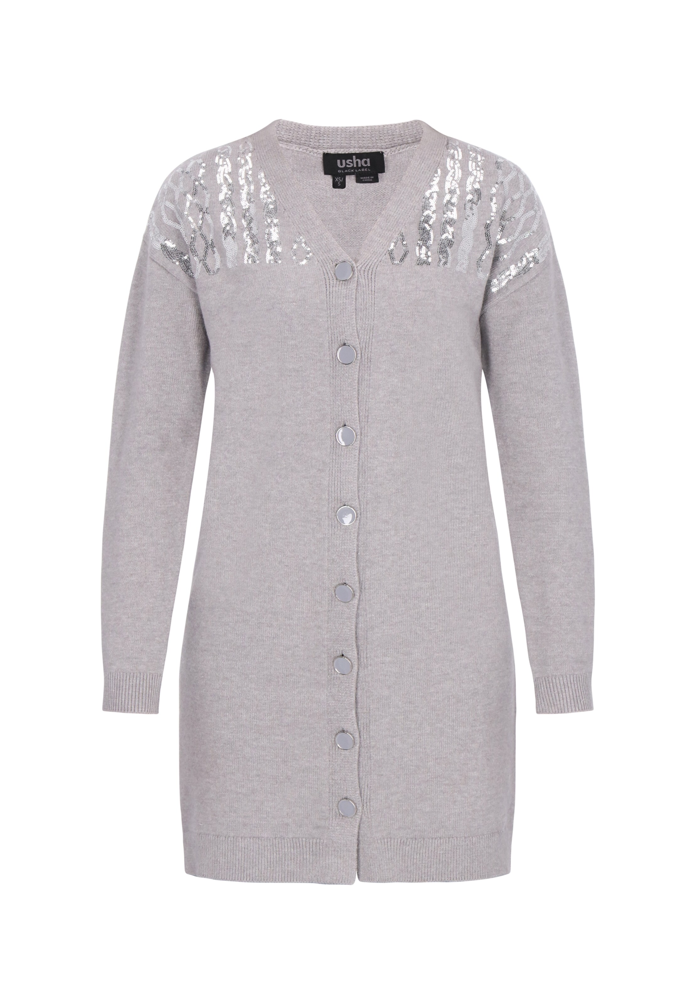 usha BLACK LABEL Gebreid vest in Grijs: voorkant