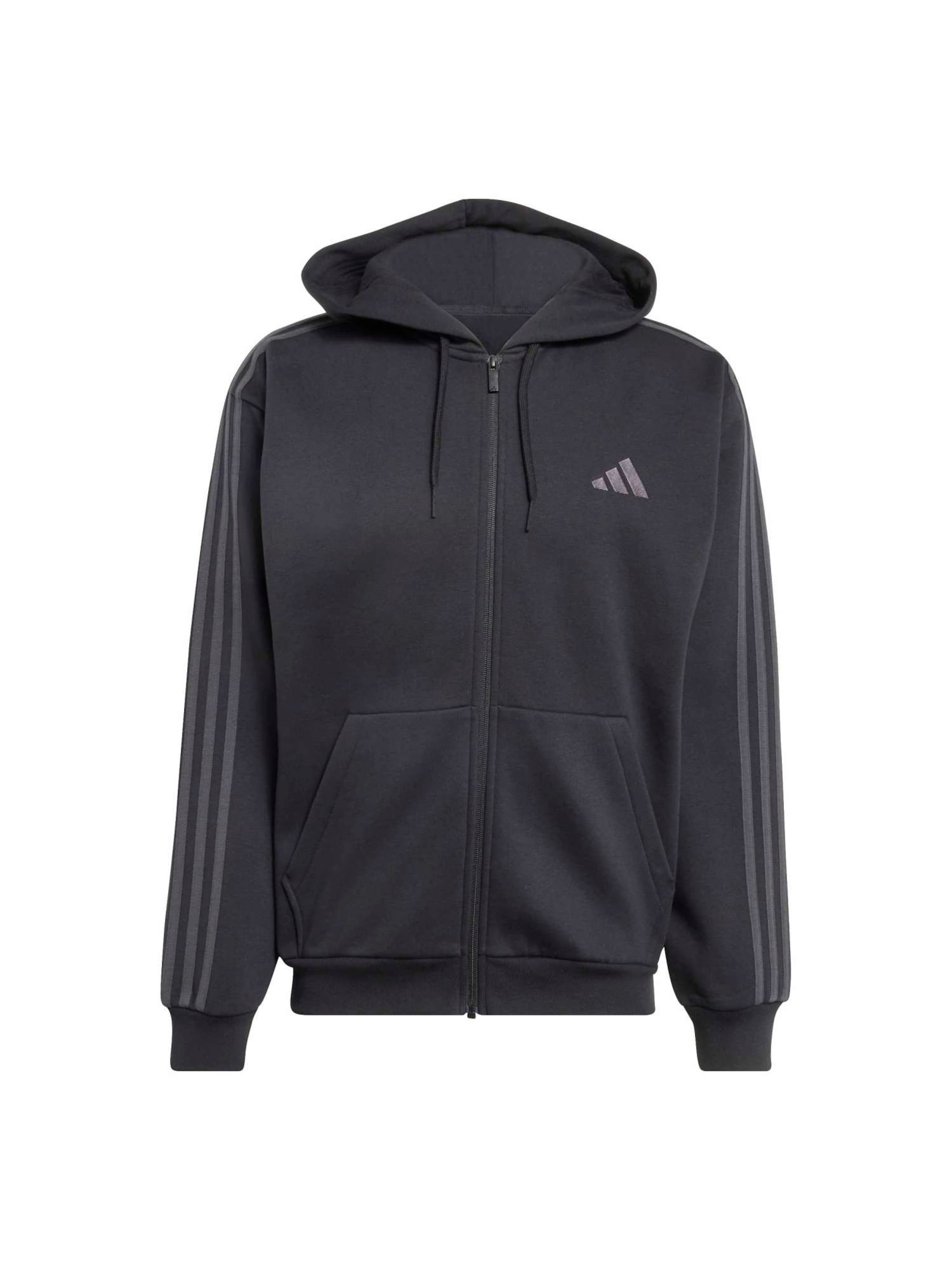 ADIDAS SPORTSWEAR - Casaco de treino em moletão em preto: frente