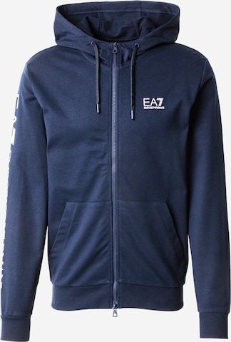 Veste de survêtement EA7 Emporio Armani en bleu : devant