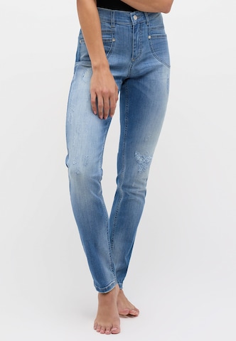 Angels Slimfit Skinny Jeans Destroyed Jeans Skinny Pocket in Blau: predná strana