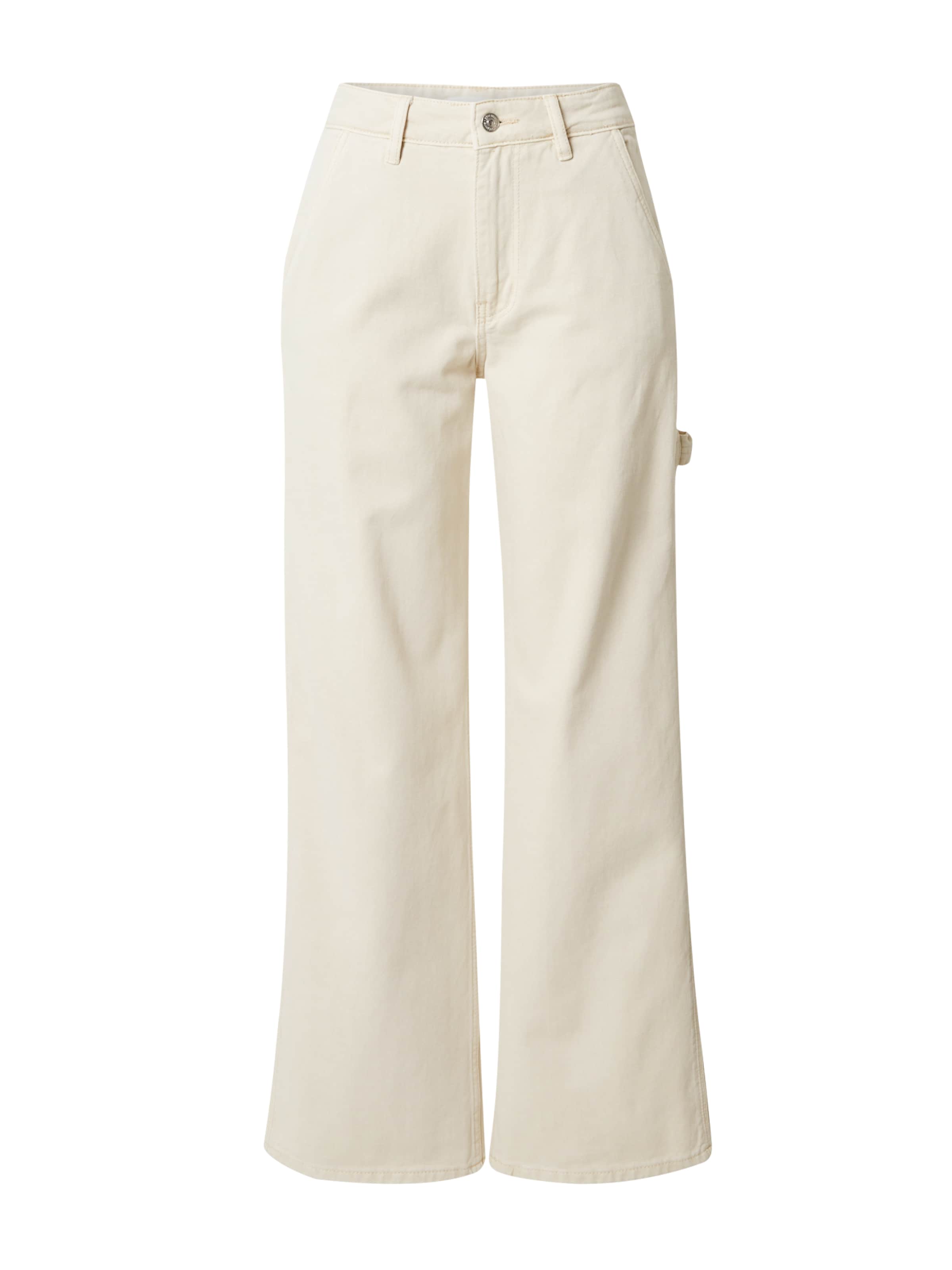 Gina Tricot Avar lõige Klapptaskutega teksapüksid 'Carpenter', värv beež: eest vaates