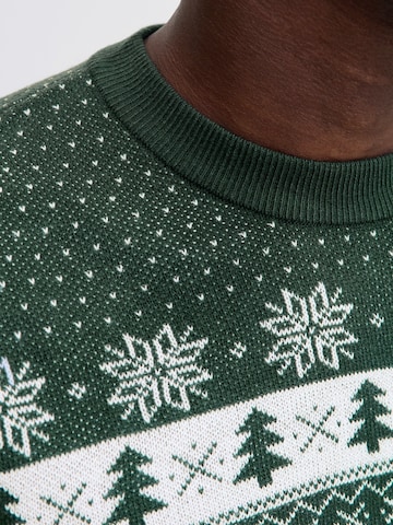 JACK & JONES Svetr 'JJXMAS FROSTY' – zelená