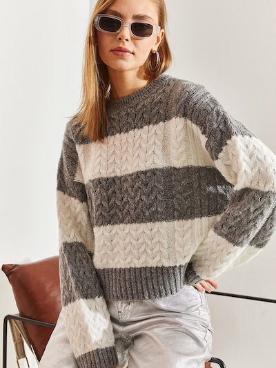 Bianco Lucci Pullover i ecru / grå-meleret, Produktvisning