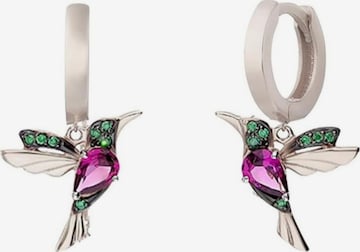 Einzelstück Ohrringe 'Kolibri Hoops' in Silber: Vorderseite