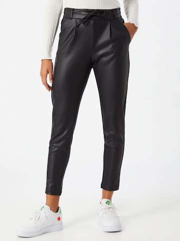 ONLY Slim fit Pleat-Front Pants 'Poptrash' in Black: front