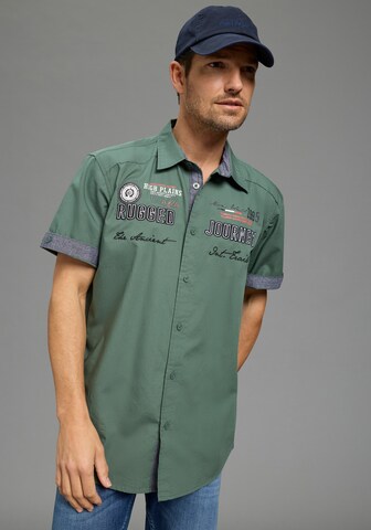 Man's World Comfort Fit Hemd in Grün: Vorderseite