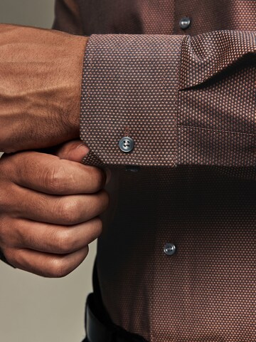 Next Slim fit Πουκάμισο σε καφέ
