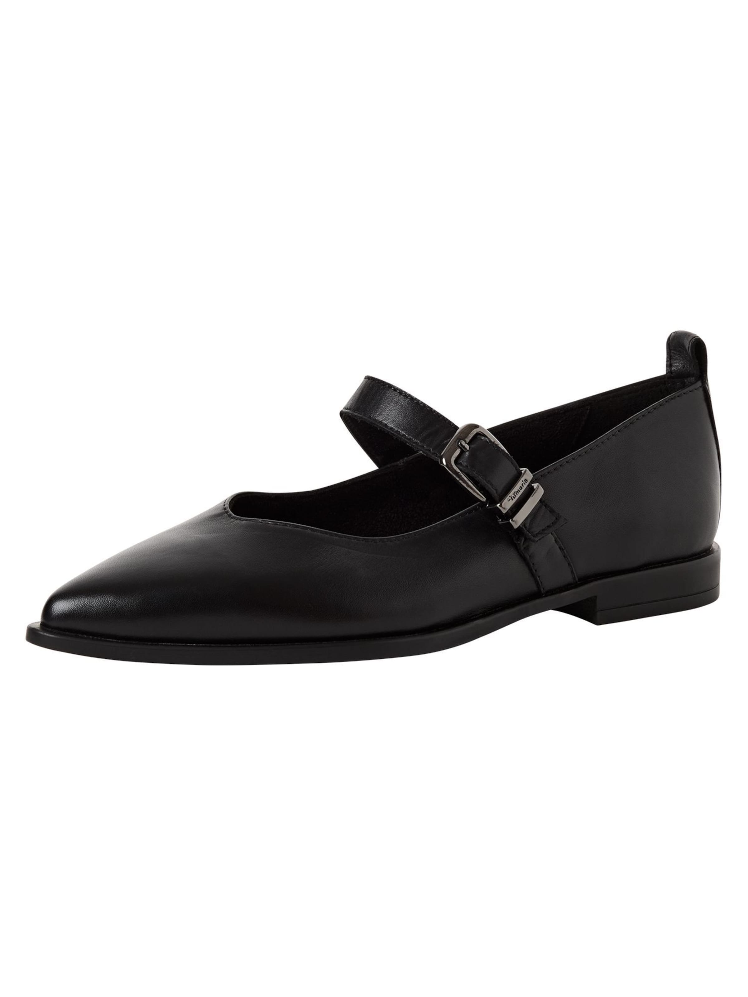 Tamaris Ballet Flats with Strap in Black: front