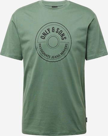 Only & Sons T-shirt 'LAMER' i grön: framsida