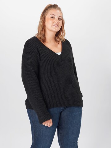 ABOUT YOU Curvy Trui 'Valeska' in Zwart: voorkant