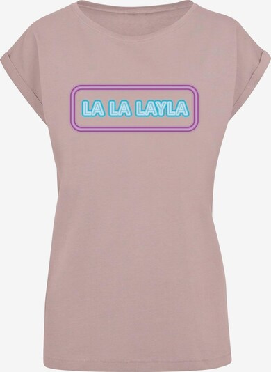 Merchcode T-Shirt 'La La Layla' in neonblau / lila / puder / weiß, Produktansicht