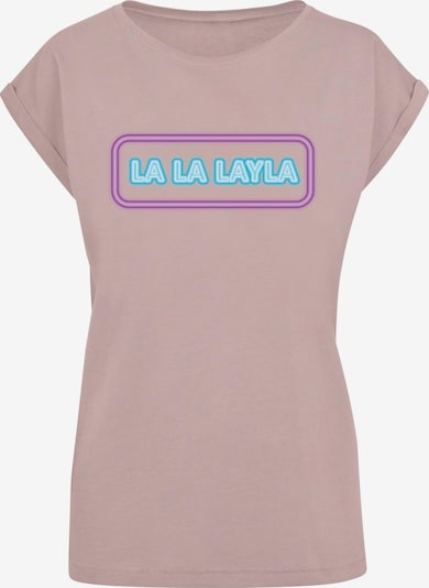 Merchcode T-Shirt 'La La Layla' in neonblau / lila / puder / weiß, Produktansicht