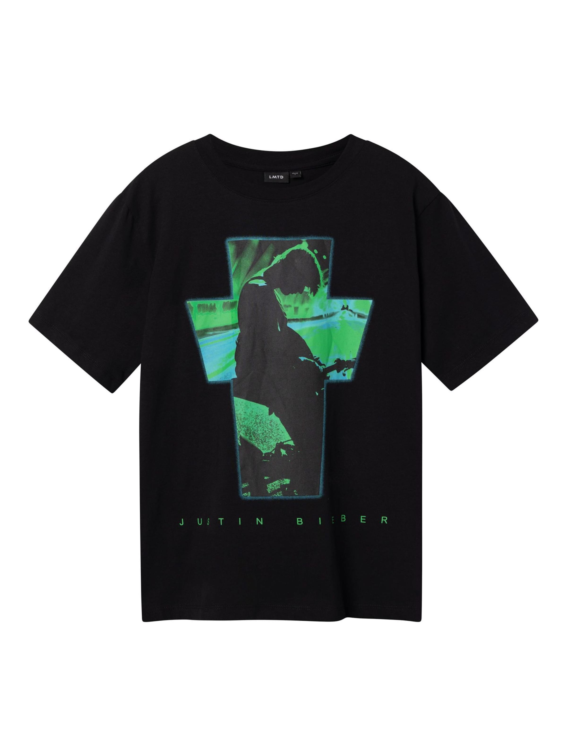 LMTD Shirt 'Justin Bieber' in Zwart: voorkant