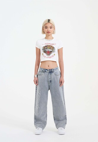 Ed Hardy Loosefit Jeans 'Crystal Roar' in Blauw