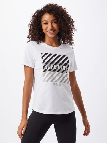 T-shirt fonctionnel Superdry en blanc : devant